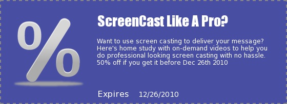 Screencast course discount valid till 26th Dec